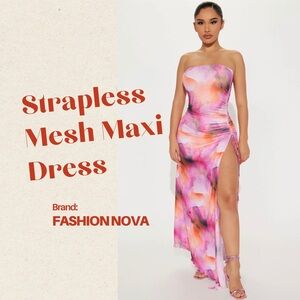 Fashion Nova Vibrant Strapless Maxi Dress